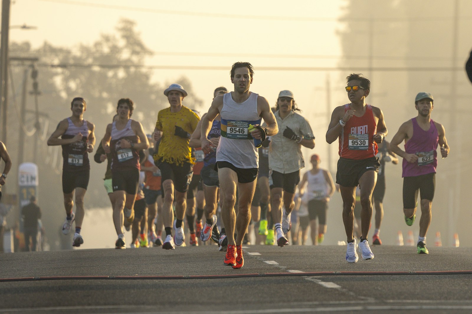 Marathon runners crossing the finish line